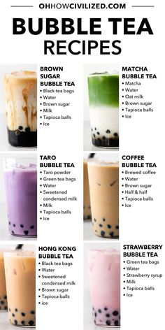 bubble tea recipe with different flavors and ingredients