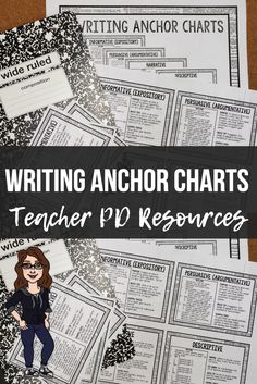 writing anchor chart with teacher's resources on it and the text, writing anchor chart