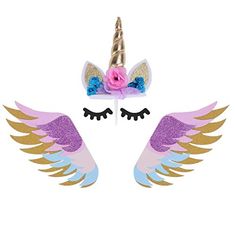 a unicorn horn with wings and a flower on it's head is featured in this image