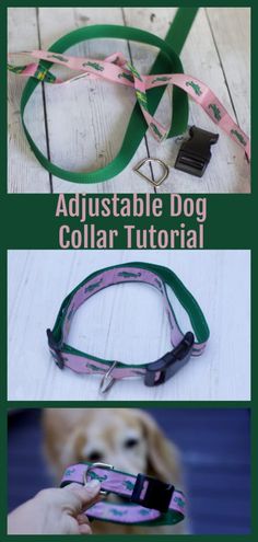 the instructions for how to make an adjustable dog collar with ribbon and clippings