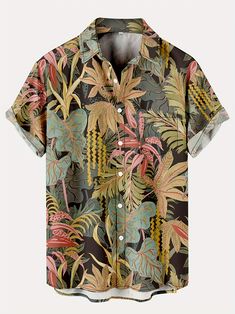 Faster shipping. Better service Plus Size Mens Fashion, Tropical Shirt, Graphic Print Shirt, Short Men Fashion, Shopping Places, Tropical Shirts, Vintage Fits, Mens Hawaiian Shirts, Botanical Print