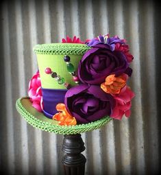 Steampunk Hats, Mad Hatter Hat, Easter Hats, Mad Hatters, Flower Fascinator, Tea Party Hats, Mini Top Hat