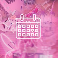 a pink background with an image of a calendar