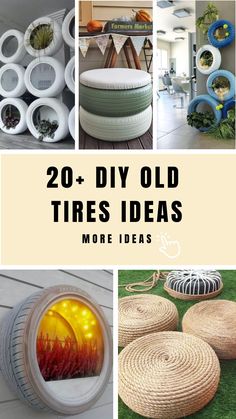 the collage shows different types of tires and other things that are used to decorate them