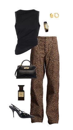 leopard print outfit Print Jeans Outfit, Leopard Print Outfit, Outfit Shuffles, Printed Pants Outfits, Leopard Print Outfits, Animal Print Jeans, Animal Print Pants, Animal Print Outfits, Capsule Outfits