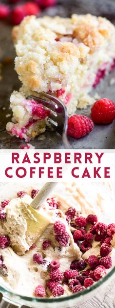 raspberry coffee cake in a glass bowl