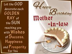 a happy birthday card with a piece of cake on the plate that says, let the god decorate each golden ray of the sun reaching you with wishes of success