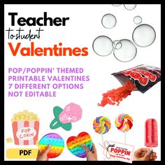 an advertisement for valentine's day with candy and lollipops