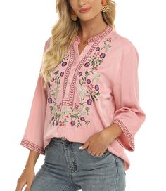 PRICES MAY VARY. Elevate your wardrobe with Higustar's embroidered tops for women, perfect for any occasion. This is a very lightweight women's top. Stand out in style with our mexican floral embroidered top, a unique and beautiful addition to your wardrobe. This is a very lightweight women's top. Stay on-trend this summer with our womens boho tops and blouses, featuring intricate embroidery and comfortable fits. Embrace the bohemian style with our embroidered mexican peasant blouse, a versatile Mexican Blouses, Here Style, Peasant Shirt, Fashion Fall Outfits, Boho Garden, Bohemian Blouses, Ideas For Sewing, Embroidery Top, Boho Shirts