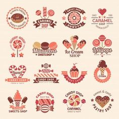 Download this Free Vector about Candy shop logos collection for companiesand discover more than 101 Million Professional Graphic Resources on Freepikfreepik vector candylogo sugarlogo foodlogo Confectionary Logo, Candy Shop Logo, Steps Logo, Cake Bakery Shop, Typographic Illustration