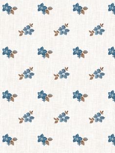 a blue and brown flower pattern on a white background