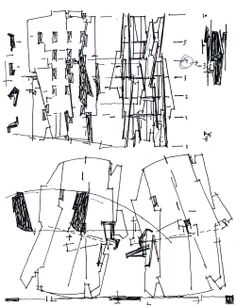 the drawing shows an area with several different types of structures