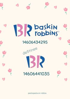 the logo for baskin robinns is shown in pink and blue with hearts on it