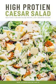 You need to try this deliciously good-for-you Caesar Salad recipe that uses avocado to create a rich, creamy tasting version of this classic. #caesersalad #saladrecipe #caesersaladrecipe #healthyrecipes Best Ceasar Salad, Healthy Caesar Salad, Chicken Caesar Pasta, Salad Bowl Recipes, Chicken Caesar Salad Recipe, Caesar Pasta Salad, Caesar Pasta, Chicken Caesar Pasta Salad, Healthy Pasta Salad