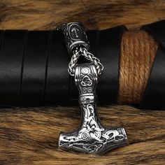 Pendants & Necklaces Silver Viking Mjolnir Stainless Steel Necklace with Rune Bead Ancient Treasures Ancientreasures Viking Odin Thor Mjolnir Celtic Ancient Egypt Norse Norse Mythology Mjolnir Necklace, Hammer Necklace, Thor's Hammer Necklace, Viking Warriors, Thor's Hammer Mjolnir, Mjolnir Pendant, Viking Men, Hammered Necklace, Thor Hammer