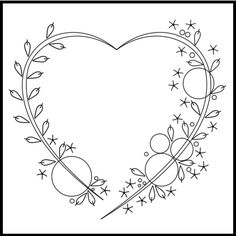 a heart shaped frame with flowers and stars