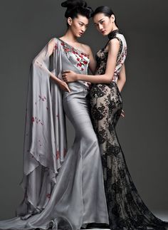 Chinese Couture, Evening Dress Long, Chinese Fashion, Dressy Dresses, Chinese Dress, Gorgeous Gowns, Cheongsam, Couture Collection, Beautiful Gowns