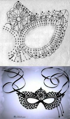 two different masks are shown in black and white, one is made out of wire