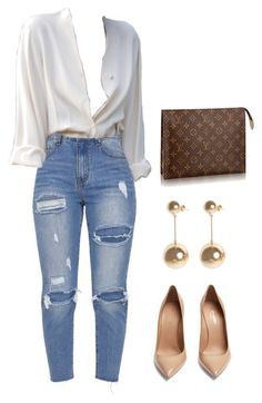 simple." by stephchika ❤️ liked on Polyvore featuring Yves Saint Laurent, J.W. Anderson and Louis Vuitton Chique Outfits, Lv Bags, Mode Inspo, Looks Chic, Mode Inspiration, Outfits Casuales, Ripped Jeans, Look Fashion, Spring Outfit