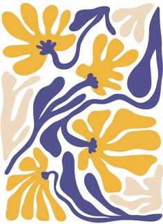 an image of yellow and blue flowers on a white background