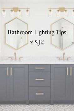 vanity sconce, bathroom light, vanity light, bathroom design Small Bathroom Inspiration, Lighting Tips, Primary Bathroom, Spa Retreat, Primary Bath, Kitchen And Bath Design, Vanity Lights, Small Bathrooms, Exhaust Fan