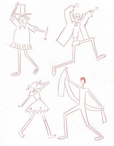 some drawings of people dancing and one is holding his hand up to the other side