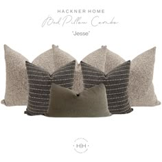 four pillows with different colors on them and the words hakener home bed pillow canada