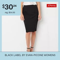 For a formal work day or a night out, this knee-length skirt by Black Label by Evan-Picone looks great paired with a blouse or a t-shirt layered with a blazer. It's made from a soft stretch-crepe and sits right at the waist with kick pleats at the front and back and a concealed side zip closure.Front Style: Flat FrontClosure Type: ZipperFit: Classic FitRise: Mid RiseApparel Length: 25 InchesFiber Content: 97% Polyester, 3% ElastaneFabric Description: CrepeLining Material: PolyesterSkirt Length:… Kick Pleat, Stretch Crepe, Black Label, Knee Length Skirt, Suits For Women, Knee Length, Looks Great, Night Out, Blazer