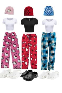 Lesbian Matching Pjs, Matching Outfits 4 People, Pjamamas Outfit Y2k, Matching Trio Outfits, Matching Pajamas Friends Sleepover, Pajama Outfit Ideas, Trio Matching Outfits, Trio Outfit Ideas, Matching Pj Pants