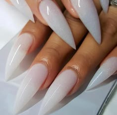 Acrylic Stiletto Nails, Kutek Disney, Milky Nails, Stiletto Nail Art, Nails Stiletto, Nagel Tips, Stiletto Nails Designs, Nail Art Wedding