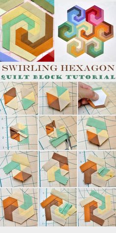 the instructions for how to make an origami hexagon with colored paper