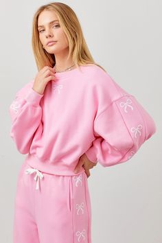 Bubblegum Bliss Ribbon Bow Sweat Set Essentials Sweatshirt, Sweat Set, Curvy Jeans, Shop Maxi Dresses, Ribbon Bow, Logo Embroidery, Adidas Logo, Jeans Dress, Ribbon Bows