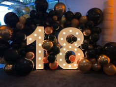 18th Party Ideas, Light Up Numbers, 18th Birthday Party Themes, 18th Birthday Decorations, Light Up Letters, Birthday Party Theme Decorations, Marquee Sign, Birthday Balloon Decorations