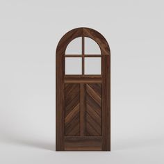 Chevron Panel Glass Round Top Door in Black Walnut Sliding Cabinet Door Hardware, Door With Window, Arched Front Door, Exterior Barn Doors, Custom Exterior Doors, Modern Sliding Barn Door, Modern Entry Door, Modern Exterior Doors