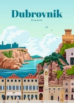 an image of a city with the name dubrownikk on it's side