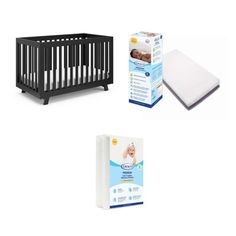 the baby crib and mattress are next to each other, including an infant's bed