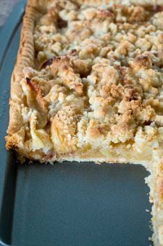 a close up of a pie on a pan