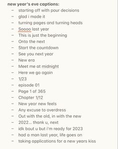 the new year's eve captions are shown in this screenshot from an iphone