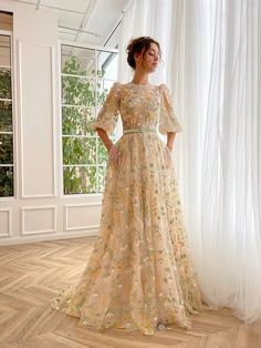 3D Floral Dream Wedding Dress Butterfly Prom Dresses, Butterfly Prom Dress, Teuta Matoshi, Special Occasion Gowns, Prom Dresses Modest, Maxi Dress Prom, Formal Party Dress, Custom Size Dresses, Embroidery Lace