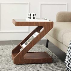 Morein Z-Shaped End Table - End Tables - YALA LIFE Sofa Table Design, Simple Closet, Wood Table Design, Furniture Design Chair, Furniture Design Wooden, Glass End Tables, Contemporary Modern Furniture, Bed Furniture Design, Side Table Design