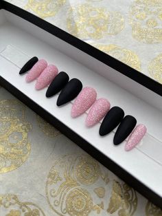 Handmade Waterslide Nail Decals And Luxury Press On Nails. Perfect Nails In MINUTES! Dainty Nails, Pink Black Nails, Store Branding, Unicorn Quotes, Fab Nails, Waterslide Nail Decals, Nail Store, Luxury Press On Nails, Long Press On Nails