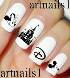 Disney Mickey Minnie Nail Art Water Decals Stickers Manicure Salon Mani Polish Minnie Nail Art, Disney Gel Nails, Mickey Mouse Nail Art, Mickey Mouse Nails, Mickey Nails, Line Nail Art, Cross Nails, Polish Manicure, Nail Art Disney