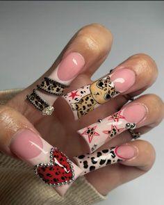 @toptierprincess Hello Kitty Coquette Nails, Ugly Nails Weird, Pink Junk Nails, Demure Nails, Y2k Duck Nails, Nail Freestyle, Chrome Hearts Nails, Toes Ideas, Fly Nails