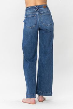 A great pair of Judy Blue jeans! Soft, stretchy and so comfortable! Double button closure and wide leg! Rise 10.75", Inseam 32" Judy Blue Jeans, Loose Pants, Trouser Jeans, Wide Leg Jeans, Long Tops, Denim Dress, Leg Jeans, Jumpsuit Romper, Top Styles