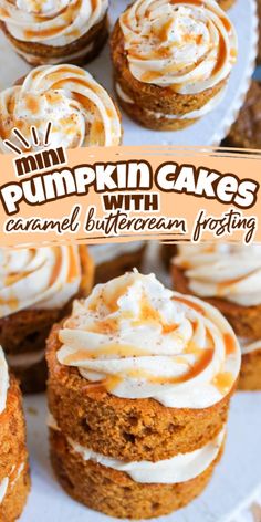 pumpkin cakes with caramel buttercream frosting