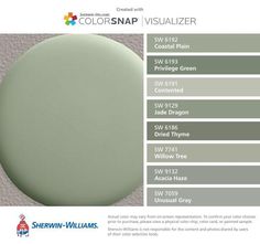 the color chart for sherylin - williams's colorsnap visualizer