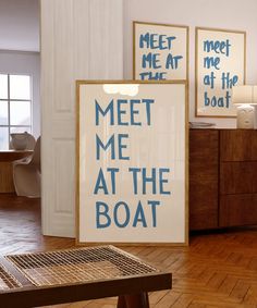 About our: Meet Me At The Boat Poster, Summer Beach Coastal Art Typography Poster Beach House Decor, Lake Vintage Wall Art, Meet Me At The Boat Print: Elevate your summer decor with our 'Meet Me At The Boat' Poster, a perfect addition to your beach house decor. This Summer Beach Coastal Art Typography Poster features vintage-inspired blue typography that captures the essence of summer. Ideal for lake or coastal-themed spaces, this Lake Vintage Wall Art piece adds a charming touch to any room. Tr Funky Beach House Decor, Married House Decor, Bright Beach Decor, Beach House Airbnb Decor, Lakehouse Art, Southern Beach House Decor, Lake House Cabin Decor, Nautical Beach House, Bathroom Collage Wall