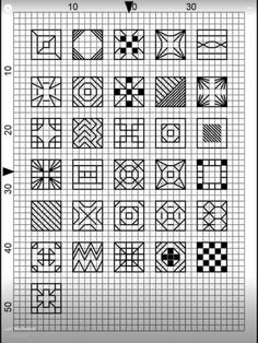 a graphing sheet with different designs on it