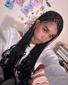 Water Drop Braids, Oval Face Braids Hairstyles, Box Braid Aesthetic, Medium Length Braids For Black Women, Y2k Braids For Black Women, Braids With Hair Left Out, Aesthetic Braids For Black Women, Box Braid Hairstyles Ideas, Hairstyle On Braids