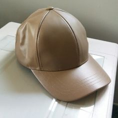 Cute, Tan, Faux Leather Hat. Never Worn. Adjustable In The Back Leather Hat, Leather Hats, Faux Leather, Hats, Full Service, Leather, Women Shopping, Color